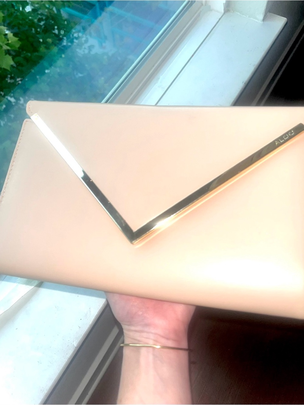 brand new! gold leather envelope clutch 👛💞💫